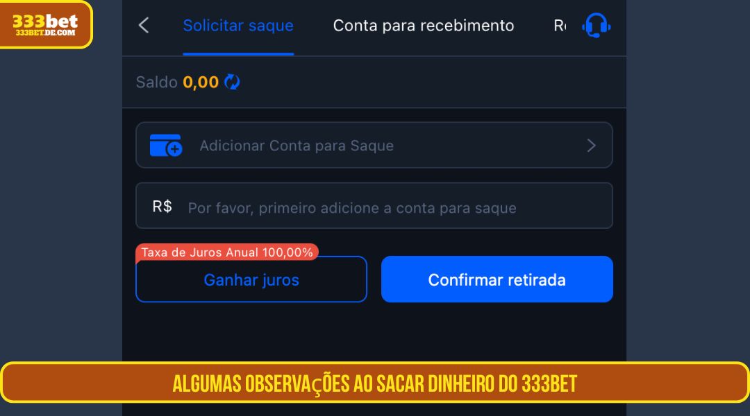 Algumas notas ao sacar dinheiro do 333BET