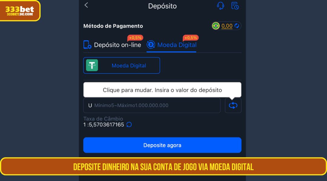 Recarregue sua conta de jogo via Moeda Digital